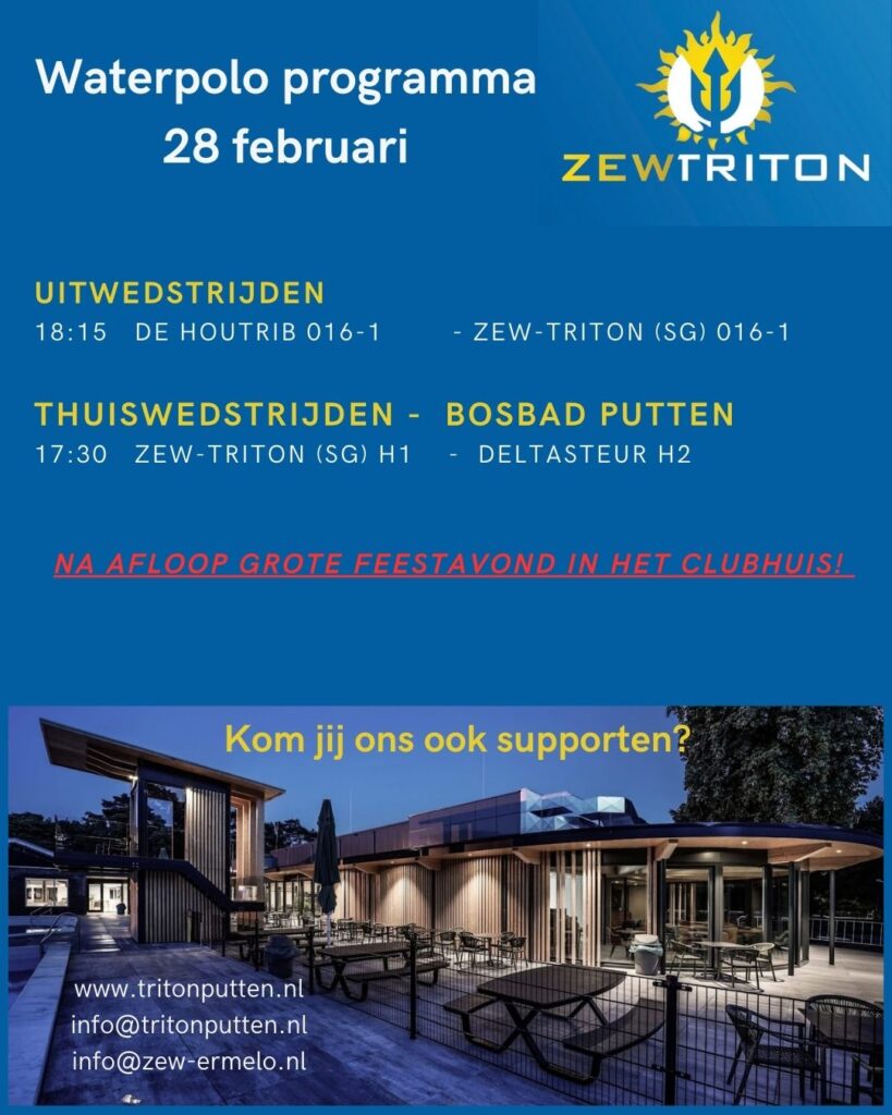 Waterpolo wedstrijden 28 februari @ Bosbad Putten