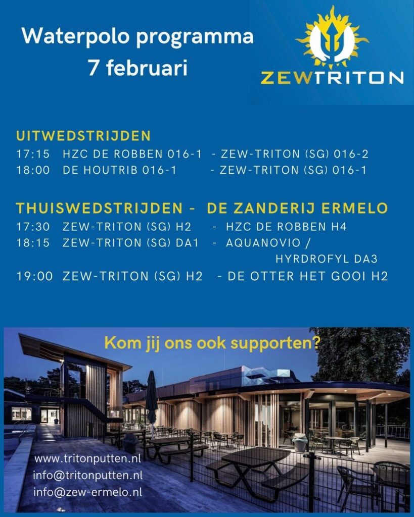 Waterpolo wedstrijden 7 februari @ de Zanderij